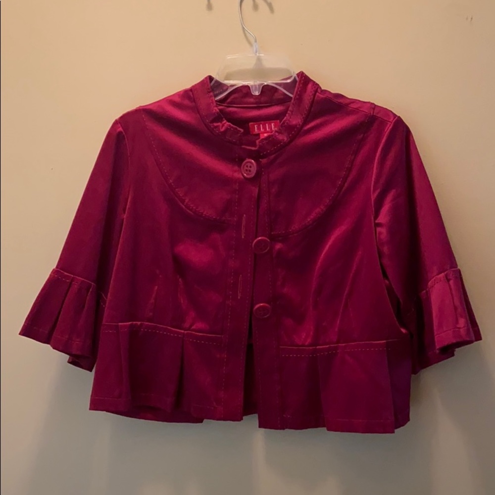 ELLE Burgundy Cropped  light weight cropped jacket